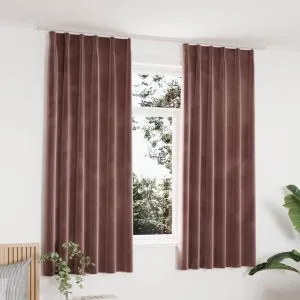 Draperii opace 2 buc. roz antichizat 140×175 cm catifea cârlige