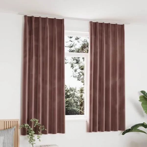 Draperii opace 2 buc. roz antichizat 140×175 cm catifea cârlige