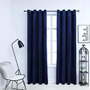Draperii opace cu inele, 2 buc., albastru, 140×245 cm, catifea