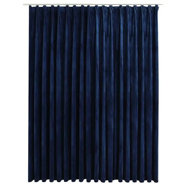Draperie opacă, albastru închis, 290x245cm, catifea, cu cârlige