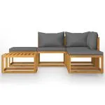 Set mobilier grădină cu perne, 6 piese, lemn masiv acacia