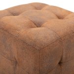 Taburet, 2 buc., maro, 30x30x30 cm, piele întoarsă ecologică