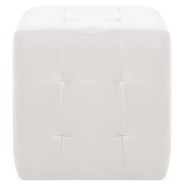 Taburet, 2 buc., alb, 30x30x30 cm, piele ecologică
