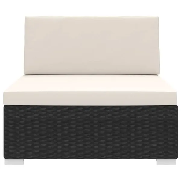 Scaun modular de mijloc, 1 buc., negru, poliratan, cu perne