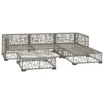 Set mobilier de grădină cu perne, 5 piese, gri, poliratan