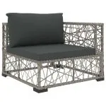 Set mobilier de grădină cu perne, 5 piese, gri, poliratan