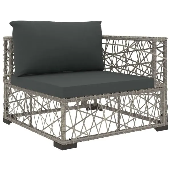 Set mobilier de grădină cu perne, 5 piese, gri, poliratan