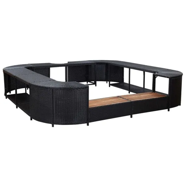 Mobilier împrejmuire spa negru 268x268x55 cm poliratan pătrat