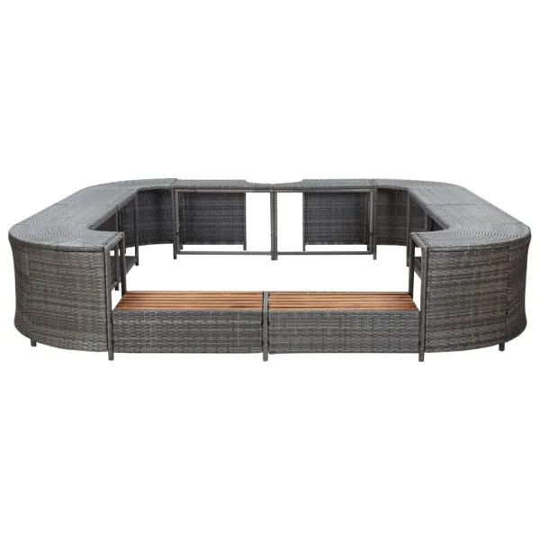 Mobilier împrejmuire spa gri 268x268x55 cm poliratan pătrat