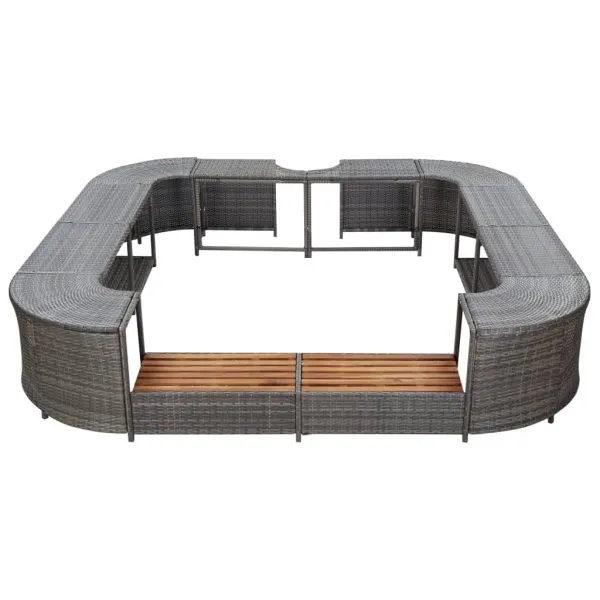 Mobilier împrejmuire spa gri 268x268x55 cm poliratan pătrat