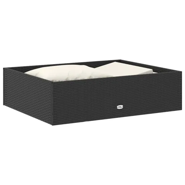 Set mobilier de grădină cu perne, 2 piese, negru, poliratan