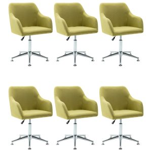 Scaune de bucătărie pivotante, 6 buc., verde, material textil