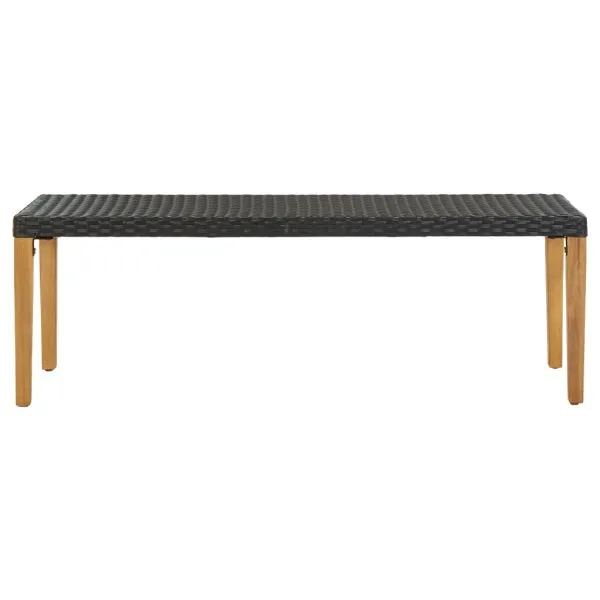 Bancă de grădină, negru, 80 cm, poliratan