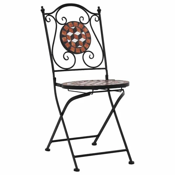 Scaune bistro cu mozaic, 2 buc., maro, ceramică