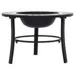 Vatră de foc cu mozaic, negru și alb, 68 cm, ceramică