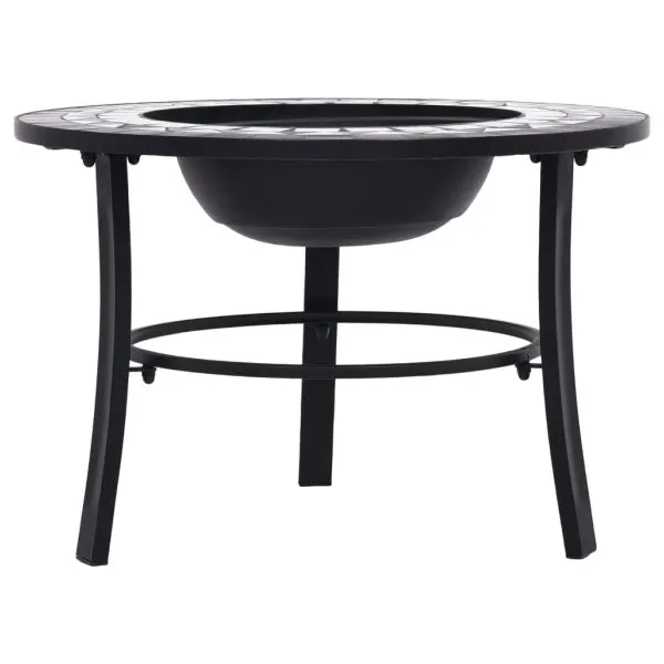 Vatră de foc cu mozaic, negru și alb, 68 cm, ceramică