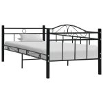 Cadru pat de zi, negru, 90×200 cm, metal