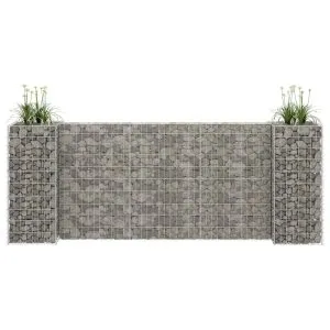 Jardinieră gabion în formă de H, 260 x 40 x 100 cm, sârmă oțel