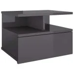 Noptieră suspendată gri extralucios 40x31x27 cm lemn prelucrat