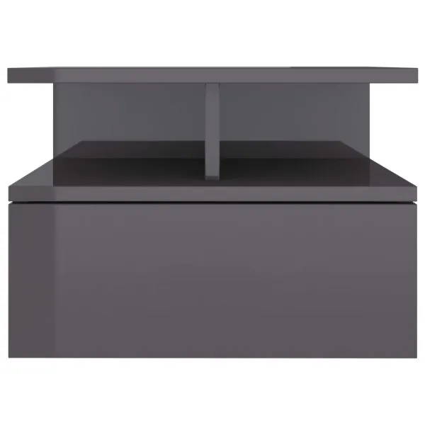 Noptieră suspendată gri extralucios 40x31x27 cm lemn prelucrat