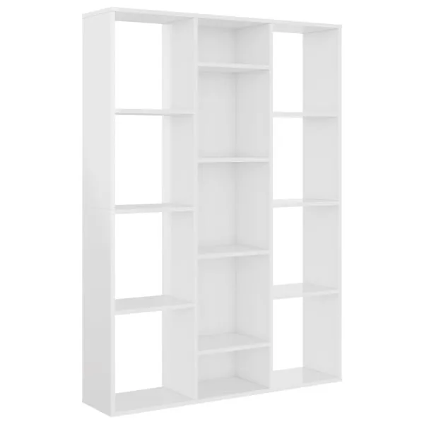 Separator/Bibliotecă alb lucios 100x24x140 cm lemn prelucrat