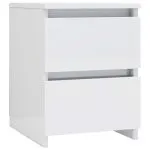 Noptiere, 2 buc., alb extralucios, 30x30x40 cm, lemn prelucrat