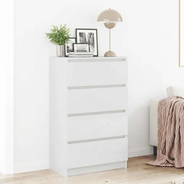 Dulap, alb extralucios, 60x35x98,5 cm, lemn prelucrat