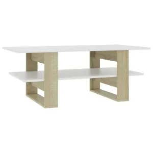 Măsuță de cafea alb și stejar Sonoma 110x55x42cm lemn prelucrat