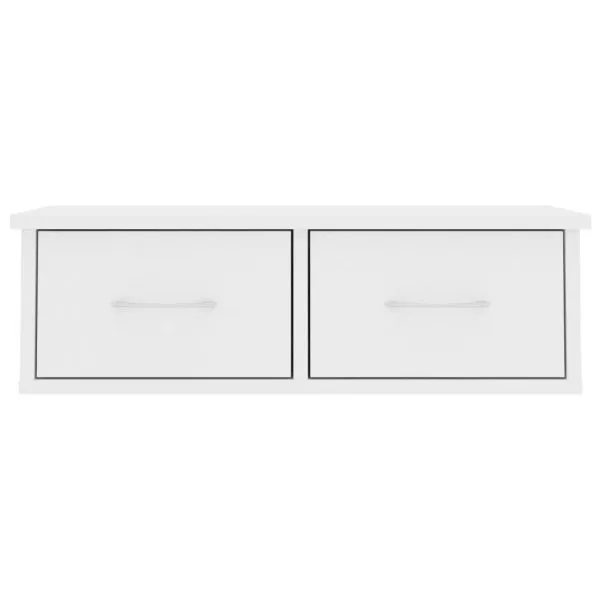 Raft de perete cu sertar, alb, 60x26x18,5 cm, lemn prelucrat