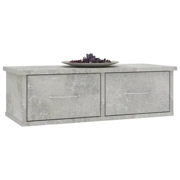Dulap de perete cu sertare, gri beton, 60x26x18,5 cm