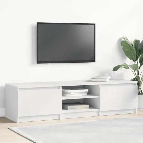 Dulap TV, alb, 140x40x35,5 cm, lemn prelucrat