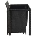 Set mobilier de exterior cu perne, 5 piese, negru, poliratan
