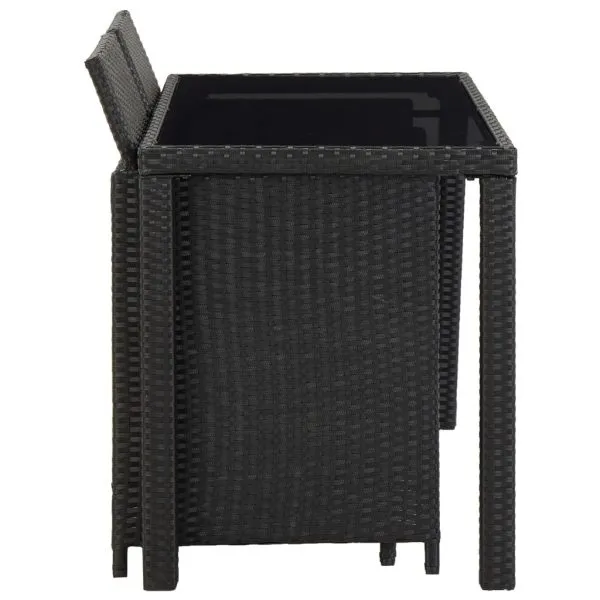 Set mobilier de exterior cu perne, 5 piese, negru, poliratan