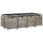 Set mobilier de exterior cu perne, 13 piese, gri, poliratan