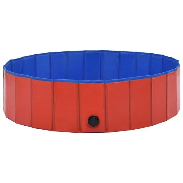 Piscină pentru câini pliabilă, roșu, 120 x 30 cm, PVC
