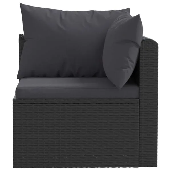 Set mobilier de grădină cu perne, 3 piese, negru, poliratan