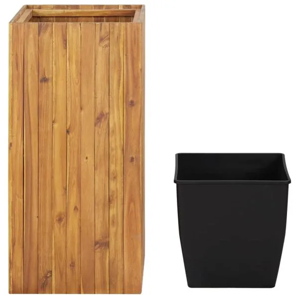 Strat înălțat de grădină, 43,5×43,5×90 cm, lemn masiv de acacia