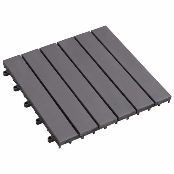 Plăci pardoseală, 10 buc., gri, 30×30 cm, lemn masiv de acacia