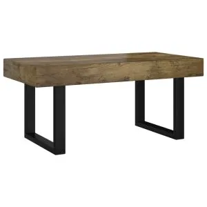 Măsuță de cafea, maro închis & negru, 90x45x40 cm, MDF și fier