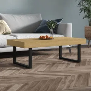Măsuță de cafea, maro deschis & negru, 120x60x40 cm, MDF & fier