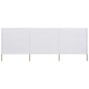 Paravan anti-vânt cu 3 panouri, alb nisipiu, 400×80 cm, textil