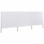 Paravan anti-vânt cu 3 panouri, alb nisipiu, 400×80 cm, textil