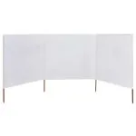 Paravan anti-vânt cu 3 panouri, alb nisipiu, 400×80 cm, textil