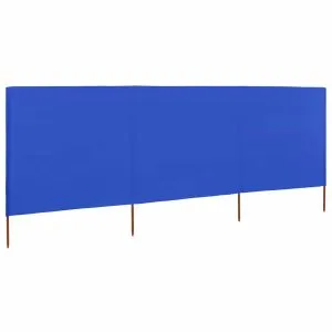 Paravan anti-vânt cu 3 panouri, azur, 400 x 160 cm, textil