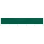 Paravan anti-vânt cu 5 panouri, verde, 600 x 120 cm, textil