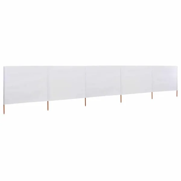 Paravan anti-vânt cu 5 panouri alb nisipiu 600 x 160 cm textil