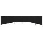 Paravan anti-vânt cu 6 panouri, negru, 800 x 80 cm, textil