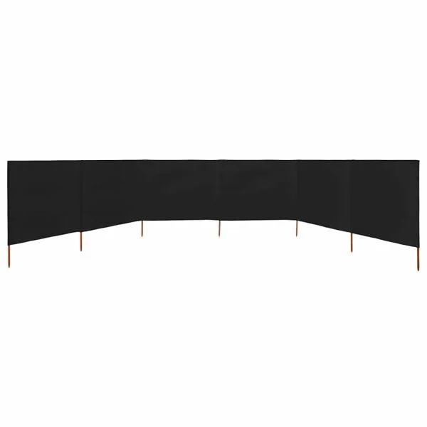 Paravan anti-vânt cu 6 panouri, negru, 800 x 80 cm, textil