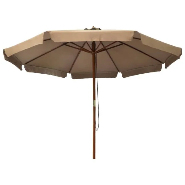 Umbrelă de soare de exterior, stâlp din lemn, gri taupe, 330 cm