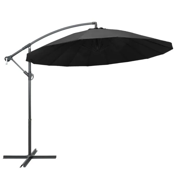 Umbrelă de soare suspendată, antracit, 3 m, stâlp de aluminiu